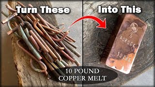 HUGE 10 POUND Copper Ingot From SCRAP Copper Pipes  Melting Copper With BigstackD [upl. by Methuselah]