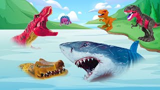 BARRYS Megalodon Jaws Battle of Giant DINOSAURS Trex On the River  Jurassic World Evolution 2 [upl. by Lleunamme]