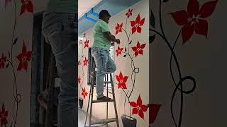 Wall design Wall painting in home decor highlight texture reels trending videos art shorts [upl. by Sessylu]