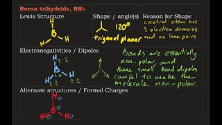 Lewis Structure BH3 plus dipoles shape angles and formal charge [upl. by Leirbaj]