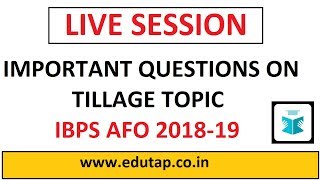 Important Questions on Tillage topic Agronomy for IBPS AFO 201819 [upl. by Repip]