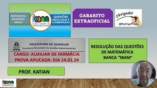 IBAM  Gabarito ExtraoficialConcurso para Auxiliar de Farmácia  Prefeitura Municipal de GuarujáSP [upl. by Heidi]