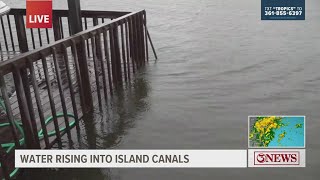 Rain is falling harder as Madeline Salinas returns to report from Padre Island [upl. by Richlad]