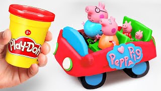 Create Play Doh Car for Peppa Pig Family  Learn Colors  Preschool Toddler Toy Learning Video [upl. by Einobe]