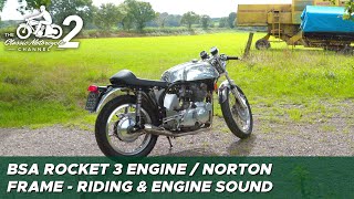 NorBSA BSA Rocket 3 engine amp Norton frame  riding amp engine sound [upl. by Rosana123]