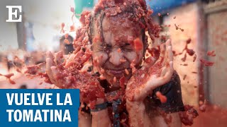 Tomatina 2022 130 toneladas de fruto en la esperada fiesta de Buñol  EL PAÍS [upl. by Lady]