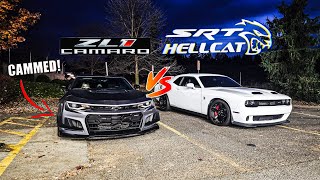 MY FRIENDS CAMMED CAMARO ZL1 CALLS OUT MY STOCK HELLCAT TO ROLL RACE  Camaro ZL1 vs Hellcat [upl. by Nnoryt975]