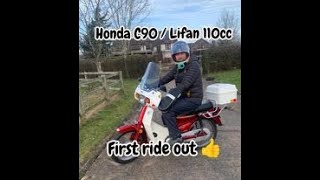 First ride out on the Honda C90  Lifan 110cc semiautomatic [upl. by Sualakcin86]