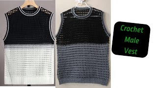 Crochet Mesh Male Vest [upl. by Blunk]