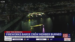 Barge ablaze after Waterfront Blues Festival fireworks show 1 hospitalized [upl. by Bernardine65]