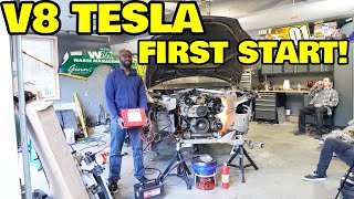 Starting the worlds first V8 powered Tesla [upl. by Amekahs]