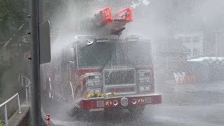 MANY TYPES OF FIRETRUCKS Tappan FD NY Wetdown w Sirens amp Horn [upl. by Tsan]