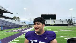 Husky Football 2024 Spring Practice interview with Sebastian Valdez [upl. by Ellatnahc396]