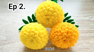 ❤️Ep2 Flowers step2  Easy Crochet Marigold flower  Crochet Flower Bouquet crochetflower crochet [upl. by Ahsenac63]