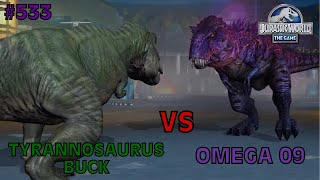 Tyrannosaurus Buck vs Omega 09  Jurassic World The Game  EP 533 [upl. by Gnal408]