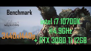 Black Myth Wukong  Benchmark  RTX 3080 Ti  Intel i7 10700K  3440x1440 [upl. by Haleemak]