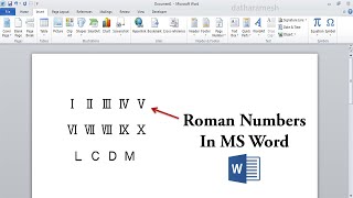 How to Insert Roman Numbers In MS Word  Roman Numerals [upl. by Naenej]