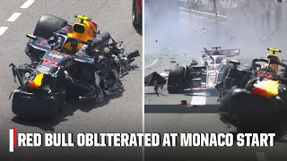 Perez unharmed as his Red Bull gets obliterated during Monaco Grand Prix start  ESPN F1 [upl. by Ikciv]