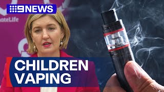 More vaping restrictions called for as primary school children caught using vapes  9 News Australia [upl. by Ahsilram94]