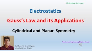 Lecture 7 Application of Gausss Law to Cylindrical and Planar Symmetry [upl. by Rodmun]