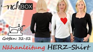 Jersey Shirt mit KarreeAusschnitt amp Herzausschnitt nähen  Komplette Nähanleitung Step by Step [upl. by Akahc]