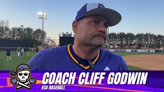 ECU Baseball Coach Cliff Godwin after the 80 shutout win in game 2 vs Columbia [upl. by Maro]