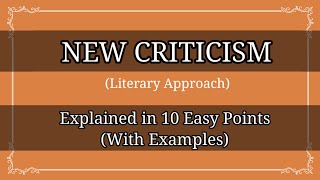 New Criticism Literary Theory Explained in 10 Easy Points englishliterature literarycriticism [upl. by Jarret]