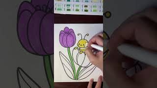 Coloring Video  Bee in Flower coloringbookforadults coloringforkids coloringbookaddict [upl. by Ycniuqed]