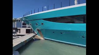 Motor Yacht wrecks Sint Maarten Yacht Club’s dock 2242021 [upl. by Ainomar]