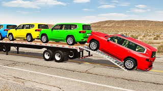 Flatbed Truck Mcqueen  Transportation with Truck  Pothole vs Car 201  BeamNGDrive [upl. by Sorcim]