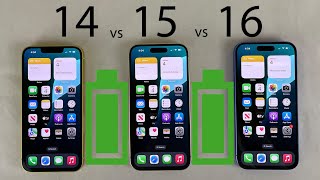 iPhone 16 vs 15 vs 14 Battery Life DRAIN Test [upl. by Ennovyhc]