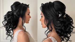 Curly low bun wedding hairstyle [upl. by Kcirde]