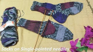 How to knit socks on two needles  Singlepointed needles [upl. by Kean808]