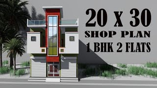 20 by 30 house and shop plan  20x30 me dukane  2030 shop map [upl. by Ynnek479]