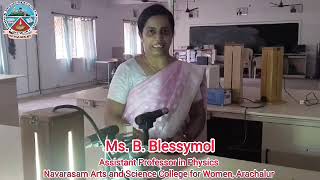 Ms B Blessymol  Assistant Professor  physics  Navarasam College [upl. by Otilia]