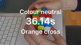 Rubiks cube colour neutral  Orange cross  3614s [upl. by Yrek532]