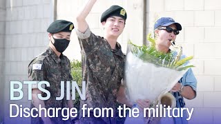 💜LIVE BTS 진 “아미들에게 전역 신고합니다”  BTS JIN Military Discharge [upl. by Fauch]