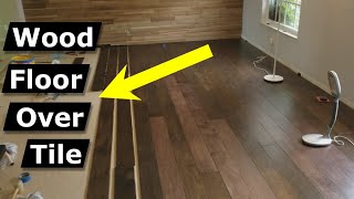 Install Hardwood Flooring Over Tile Floor Double Glue Down Method [upl. by Tannenbaum]