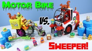 The Grossery Gang Delivery Strike Motor Bike vs Clean Team Street Sweeper Moose [upl. by Kciregor462]