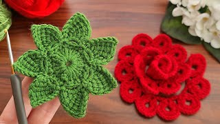 3D🥀🌹Crochet Flower🌹🥀 So Beautiful And So Easy Very easy crochet rose flower making for beginners [upl. by Ycal]