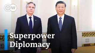 US Secretary of State Blinken visits China for tough talks  DW News [upl. by Llenyaj670]