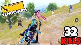 EPIC Pulling Enemies With Venom Arm in BGMI • 32 KILLS • BGMI Gameplay [upl. by Anirtek]