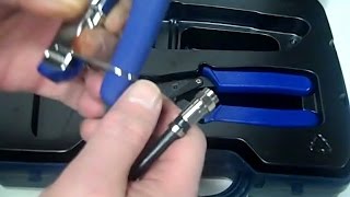 How to Install an F Compression Connector over RG6 Coax Cable using a Compression Tool [upl. by Yraeg784]