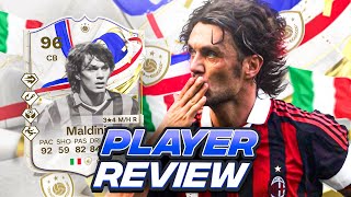 96 GREATS OF THE GAME ICON MALDINI SBC PLAYER REVIEW  FC 24 Ultimate Team [upl. by Selby871]