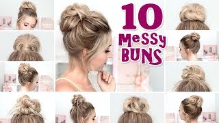 10 MESSY BUN hairstyles for back to school party everyday ❤ Quick and easy hair tutorial [upl. by Nelleyram62]