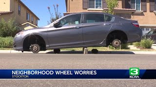 Stockton neighbors wake up to their vehicles tires stolen [upl. by Arlan937]