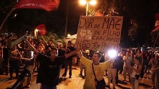 Brazilians stage antipolice protest in Rio [upl. by Aokek]