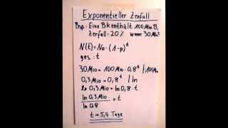 Exponentieller Zerfall  Beispiel [upl. by Eniaj]