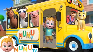 Wheels On The Bus With Animals  Animal Song  Nursery Rhymes amp Kids Songs  NuNu Tv [upl. by Eniamirt]