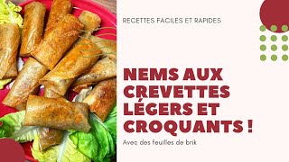 Recette des Nems aux crevettes avec des feuilles de brik  Légers et croquants 😋🦐🦐 [upl. by Ellerey]